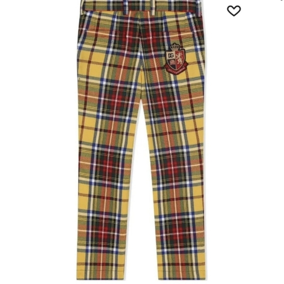 Dolce & Gabbana Kids heraldic-patch tartan pants - Picture 1 of 6
